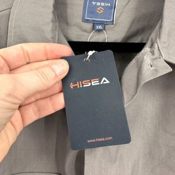 NWT Hisea Men's Long Sleeve Collared Classic Button-Down Shirt Gray Size 2XL - Picture 3 of 10